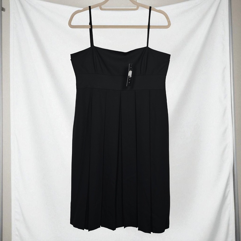 Theory Racquel Black Wool Blend‎ Tailor Dress Sleeveless Woman 12 Pleated NWT